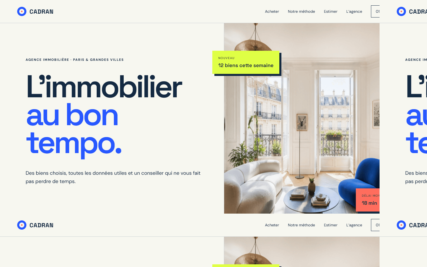 Aperçu du site de l’agence immobilière Cadran